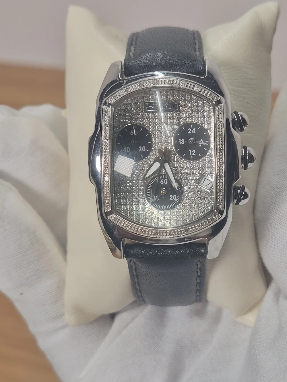 JoJino Joe Rodeo Diamond Chronograph Watch JL-07096 Genuine Hirsch Leather Strap